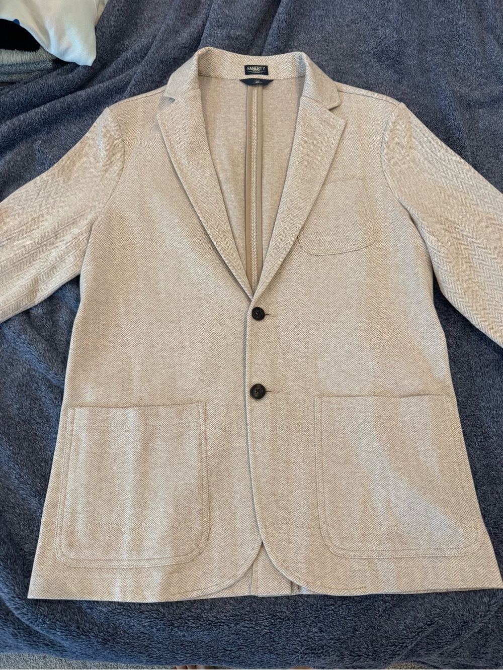 Brand new Faherty Men's Light Beige Herringbone Blazer